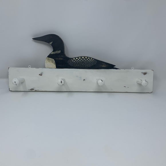 Hand Crafted Other - Handmade Wooden Loon Duck Bird Design Hook Cabin Hat Lightweight Coat Holder